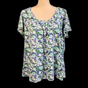 💙 5 for $25 💙 Merona Blue Floral Short Sleeve Top